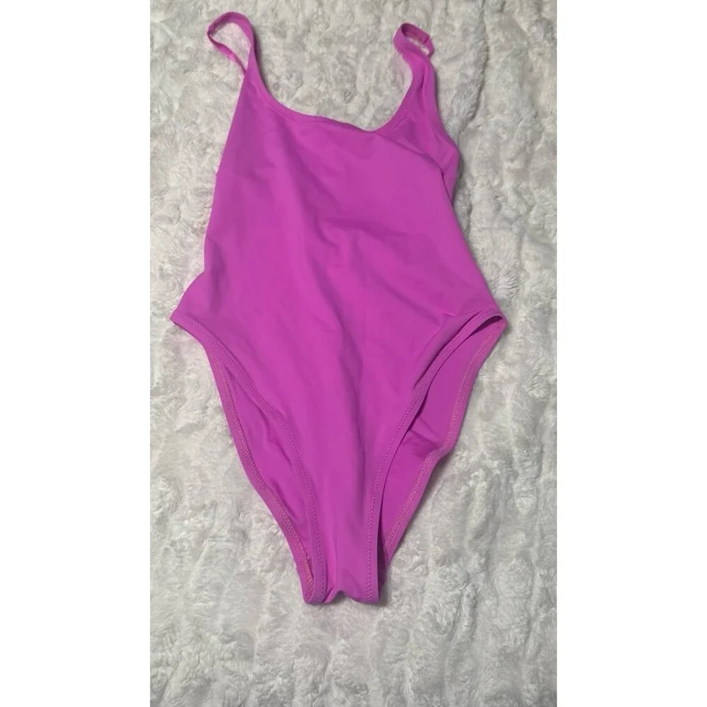 Recycled Swim scoop neck one piece Neon Orchid